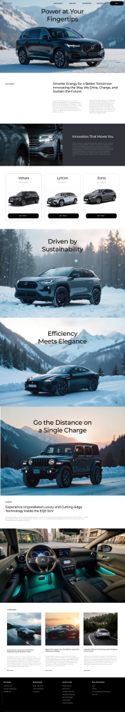 modern navy and blue website design for car dealership