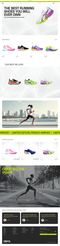 modern ecommerce website design for online fashion store selling shoes